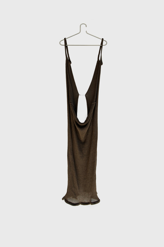 Moss Green Open-Knit Cotton Dress
